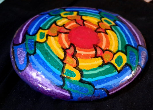 Rainbow Swirlpool Mandala Stone